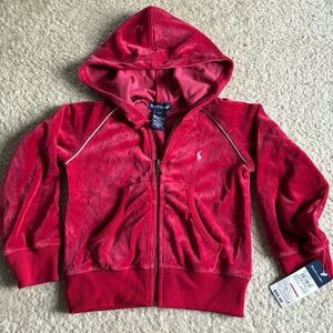 Ralph Lauren unisex boys girls velour zip up hoodie NWT